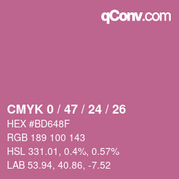 カラーコード: CMYK 0 / 47 / 24 / 26 | qconv.com