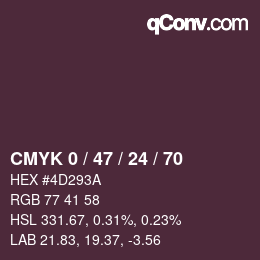 Color code: CMYK 0 / 47 / 24 / 70 | qconv.com