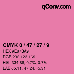 颜色代码: CMYK 0 / 47 / 27 / 9 | qconv.com