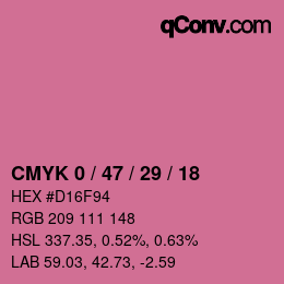 颜色代码: CMYK 0 / 47 / 29 / 18 | qconv.com