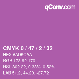 カラーコード: CMYK 0 / 47 / 2 / 32 | qconv.com