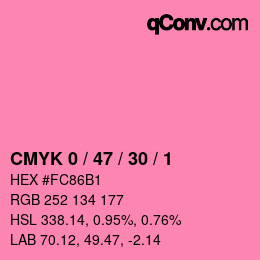 カラーコード: CMYK 0 / 47 / 30 / 1 | qconv.com