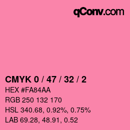 カラーコード: CMYK 0 / 47 / 32 / 2 | qconv.com