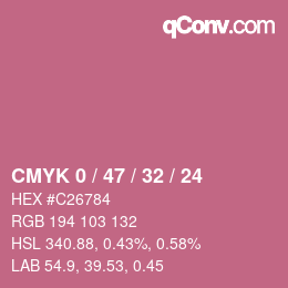 カラーコード: CMYK 0 / 47 / 32 / 24 | qconv.com