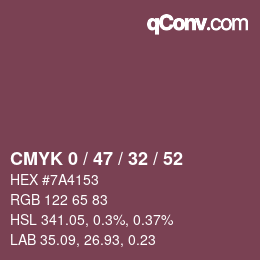 Color code: CMYK 0 / 47 / 32 / 52 | qconv.com
