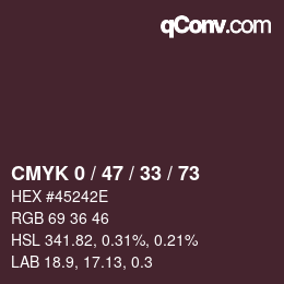 Farbcode: CMYK 0 / 47 / 33 / 73 | qconv.com