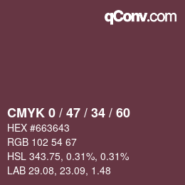 颜色代码: CMYK 0 / 47 / 34 / 60 | qconv.com
