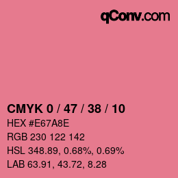 カラーコード: CMYK 0 / 47 / 38 / 10 | qconv.com