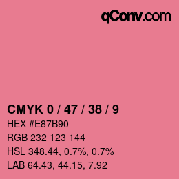 Color code: CMYK 0 / 47 / 38 / 9 | qconv.com