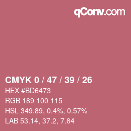 Color code: CMYK 0 / 47 / 39 / 26 | qconv.com