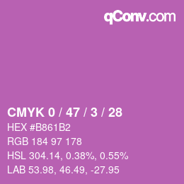 カラーコード: CMYK 0 / 47 / 3 / 28 | qconv.com