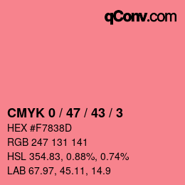 Color code: CMYK 0 / 47 / 43 / 3 | qconv.com