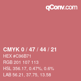 カラーコード: CMYK 0 / 47 / 44 / 21 | qconv.com