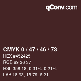 Farbcode: CMYK 0 / 47 / 46 / 73 | qconv.com