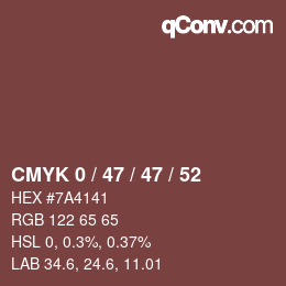 カラーコード: CMYK 0 / 47 / 47 / 52 | qconv.com