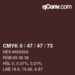 Farbcode: CMYK 0 / 47 / 47 / 73 | qconv.com