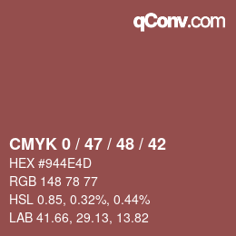 Farbcode: CMYK 0 / 47 / 48 / 42 | qconv.com
