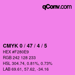 カラーコード: CMYK 0 / 47 / 4 / 5 | qconv.com