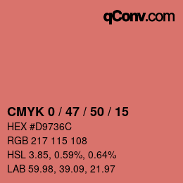 カラーコード: CMYK 0 / 47 / 50 / 15 | qconv.com