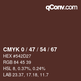 Farbcode: CMYK 0 / 47 / 54 / 67 | qconv.com