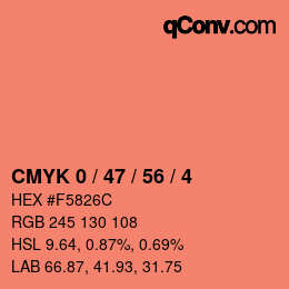 カラーコード: CMYK 0 / 47 / 56 / 4 | qconv.com