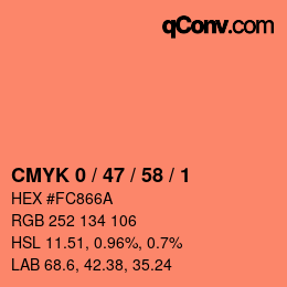 Color code: CMYK 0 / 47 / 58 / 1 | qconv.com