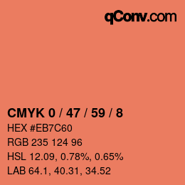 カラーコード: CMYK 0 / 47 / 59 / 8 | qconv.com