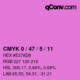 カラーコード: CMYK 0 / 47 / 5 / 11 | qconv.com