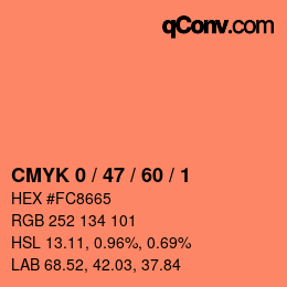 颜色代码: CMYK 0 / 47 / 60 / 1 | qconv.com