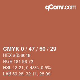 カラーコード: CMYK 0 / 47 / 60 / 29 | qconv.com