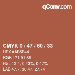 カラーコード: CMYK 0 / 47 / 60 / 33 | qconv.com