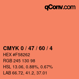 カラーコード: CMYK 0 / 47 / 60 / 4 | qconv.com