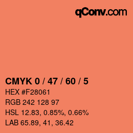 カラーコード: CMYK 0 / 47 / 60 / 5 | qconv.com