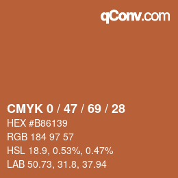 颜色代码: CMYK 0 / 47 / 69 / 28 | qconv.com