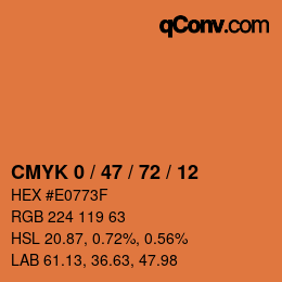 颜色代码: CMYK 0 / 47 / 72 / 12 | qconv.com