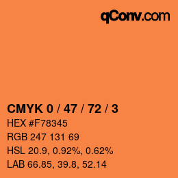 Color code: CMYK 0 / 47 / 72 / 3 | qconv.com