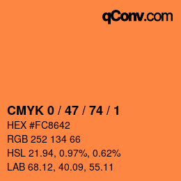 Color code: CMYK 0 / 47 / 74 / 1 | qconv.com