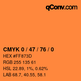 カラーコード: CMYK 0 / 47 / 76 / 0 | qconv.com