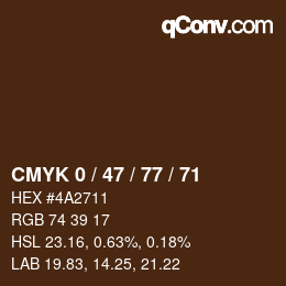 Farbcode: CMYK 0 / 47 / 77 / 71 | qconv.com