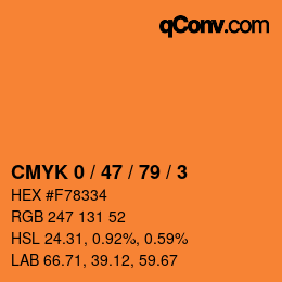 Color code: CMYK 0 / 47 / 79 / 3 | qconv.com