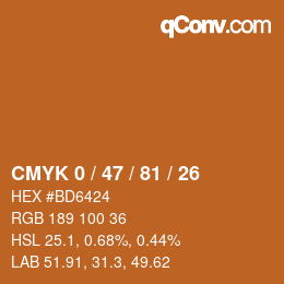 Código de color: CMYK 0 / 47 / 81 / 26 | qconv.com