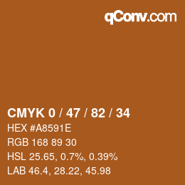Color code: CMYK 0 / 47 / 82 / 34 | qconv.com