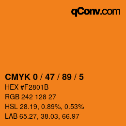 颜色代码: CMYK 0 / 47 / 89 / 5 | qconv.com