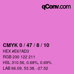 カラーコード: CMYK 0 / 47 / 8 / 10 | qconv.com
