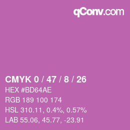 カラーコード: CMYK 0 / 47 / 8 / 26 | qconv.com