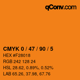 颜色代码: CMYK 0 / 47 / 90 / 5 | qconv.com