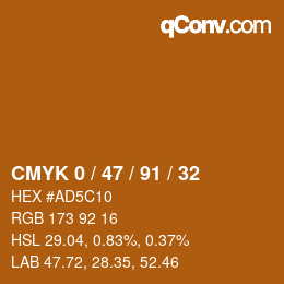 Color code: CMYK 0 / 47 / 91 / 32 | qconv.com