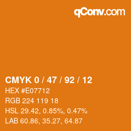 カラーコード: CMYK 0 / 47 / 92 / 12 | qconv.com