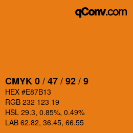カラーコード: CMYK 0 / 47 / 92 / 9 | qconv.com