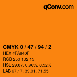 颜色代码: CMYK 0 / 47 / 94 / 2 | qconv.com